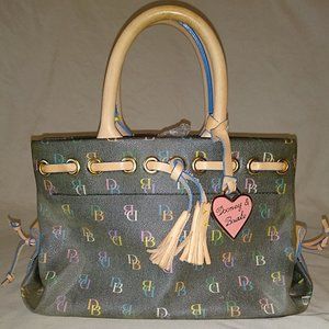 Dooney Grey/Multi Signature Canvas Tassel Tote